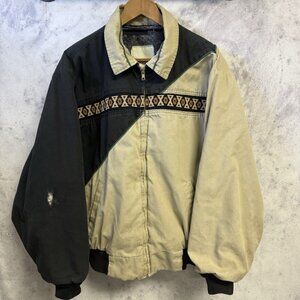 Canyon Guide Blanket Lined Aztec Canvas Jacket Mens XL 25x26 Western USA